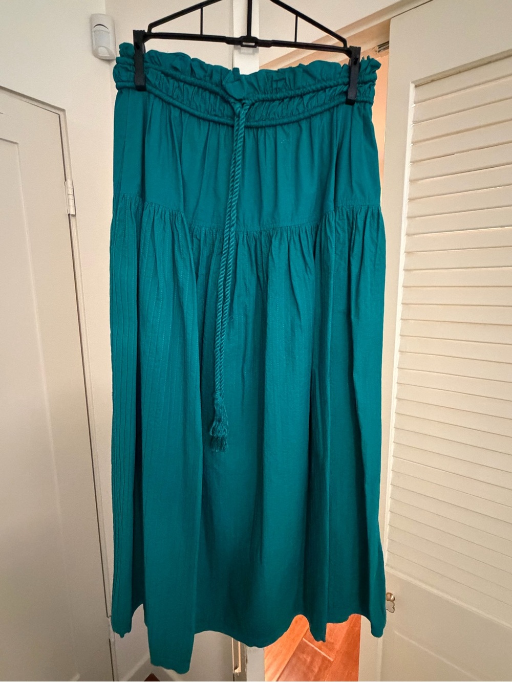 Ulla Johnson Teal Tiered Maxi Skirt with Drawstring